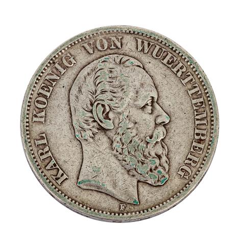 Deutsches Kaiserreich / Württemberg - 5 Mark 1876,
