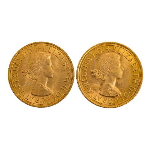 GB/GOLD - 2 x 1 Sovereign 1958/1966,