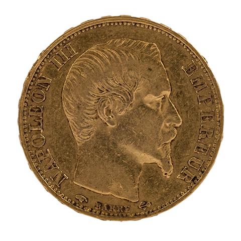Frankreich/Gold - 20 Francs 1859/A, Napoleon III.,