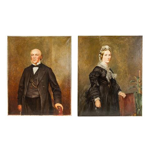 BRODIE, JOHN LAMONT, attr. (engl. Maler 2. Hälfte 19. Jh.), Paar Portraits: "Mrs. Marshall, Camon Hill" und "Herr2;