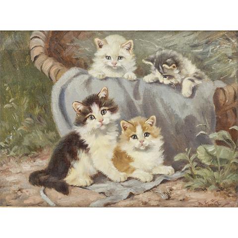 KÖGL, BENNO (1892-1973), "Vier junge Katzen am Korb",
