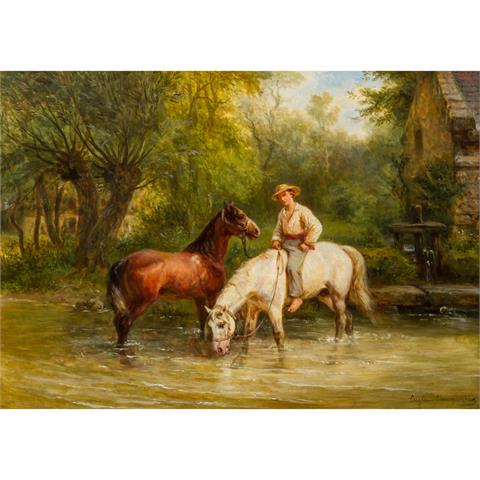 CHARPENTIER, EUGÈNE LOUIS (1811-1890) "Reiter am Flussufer"