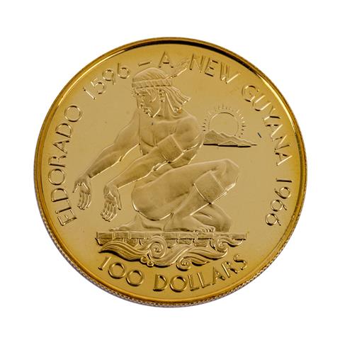 Republik Guyana - 100 Dollars 1966, 2,87 GOLD Gramm fein,
