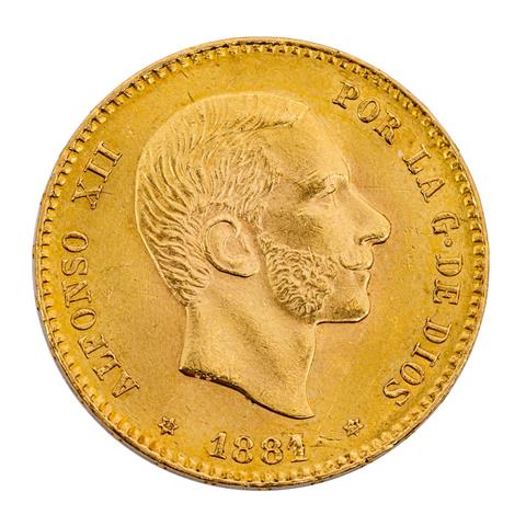 Spanien - 25 Pesetas 1881, GOLD,