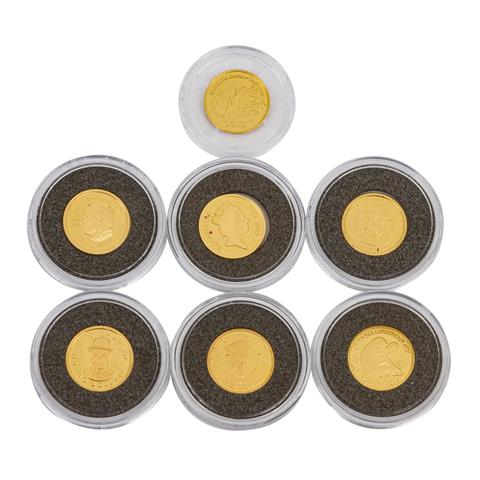 Kleinste GOLDmünzen der Welt - 7 x ex 1999/2003, 8,75 Gramm fein,