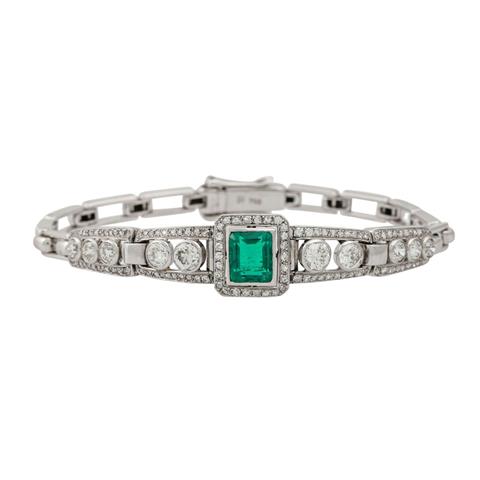 Art Déco Armband mit feinem Smaragd und Diamanten