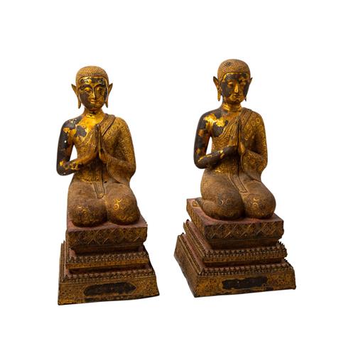 Paar Mönche aus Bronze. THAILAND/RATANAKOSIN, 19. Jh./frühes 20. Jh..