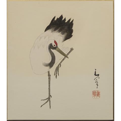 Malerei eines Kranichs. JAPAN, 20. Jh..