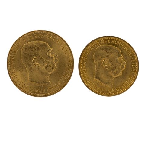 Österreich/GOLD - 20 Kronen 1915 und 10 Kronen 1912
