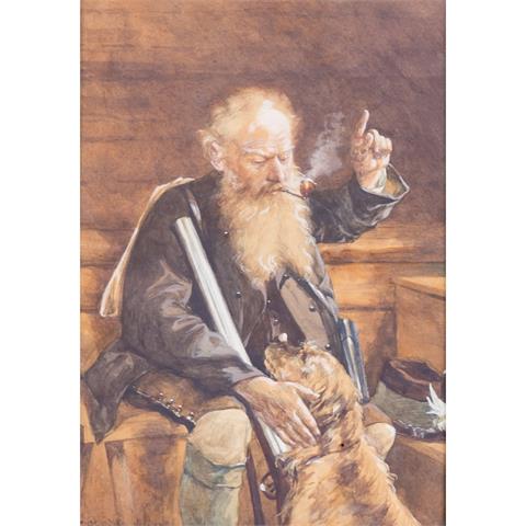 PIPPICH, CARL (1862-1932) "Jäger mit Hund"
