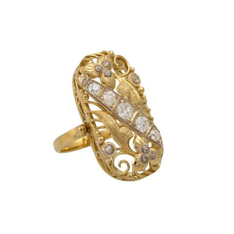 Ring mit Altschliffdiamanten zus. ca. 0,65 ct,