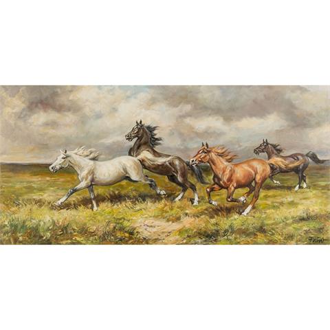 FAUST (Maler/in 20. Jh.), "Galoppierende Pferde in weiter Ebene",