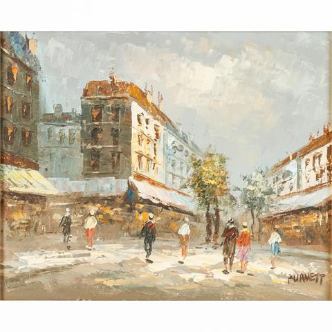BURNETT, LOUIS ANTHONY (1907-1999), "Flanierende in Straße in der Stadt",