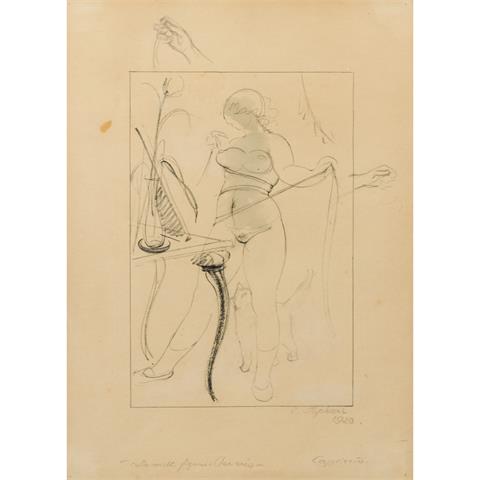 STEPHANI, ERICH (1879-1956), "Weiblicher Akt vor einem Tisch stehend",