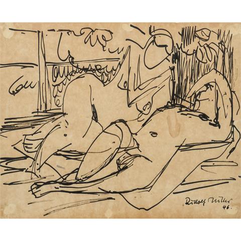 MÜLLER, RUDOLF (1903-1969), "Liegendes Paar",