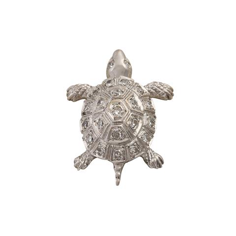 Anstecker "Schildkröte" mit Diamantbesatz,