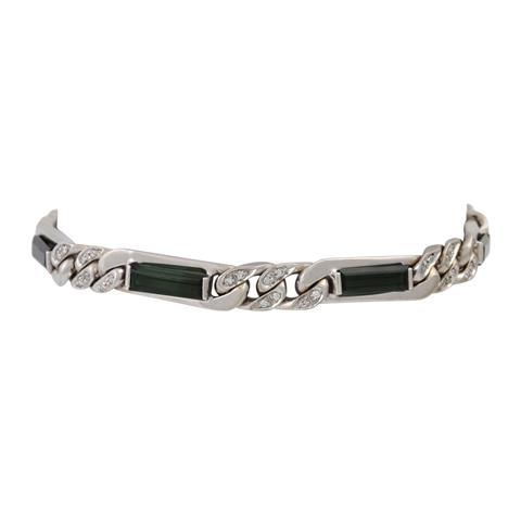 Armband mit 6 grünen Turmalinen und 56 Diamanten