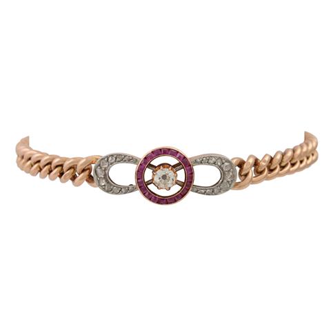 Armband mit hübschem Rubin-Diamant-Mittelteil "Unendlich",