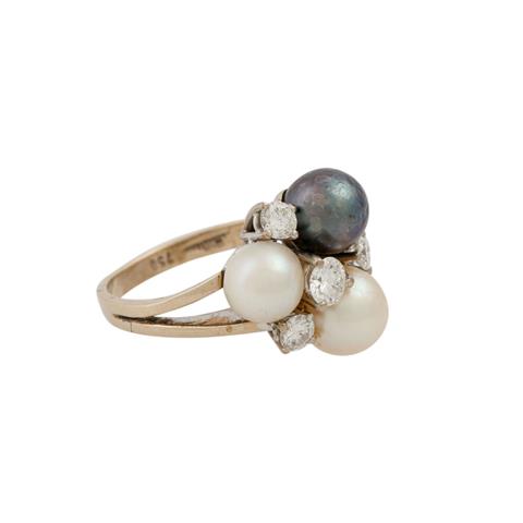 SCHILLING Ring mit Perlen und 4 Brillanten von zus. ca. 0,5 ct,