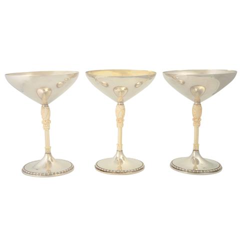WILKENS & SÖHNE drei Champagner Schalen, um 1900