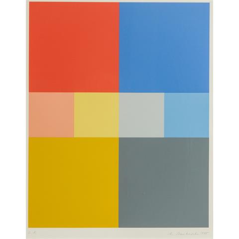 STANKOWSKI, ANTON (1906-1998), "Komposition mit Quadraten in Gelb-, Rot-, Blau- und Grautönen",