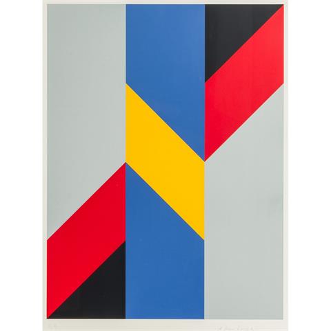 STANKOWSKI, ANTON (1906-1998), "Komposition mit Streifen in Rot, Gelb, Blau, Grau und Schwarz",