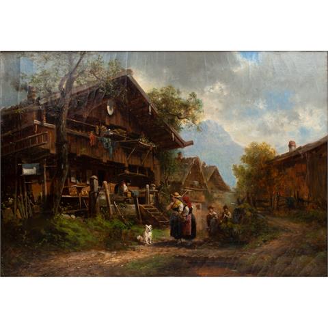 MALI, CHRISTIAN FRIEDRICH, ATTRIBUIERT (1832-1906), "Bäuerinnen vor dem Haus",
