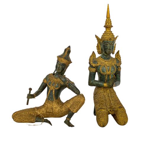 2 Figuren aus Bronze. THAILAND.