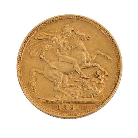Australien - 1 Souvereign 1891/S, Queen Victoria,