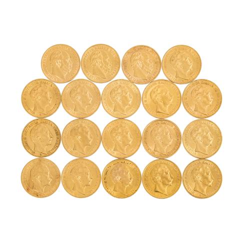 Deutsches Kaiserreich / Preußen - 19 x 20 Mark in Gold,