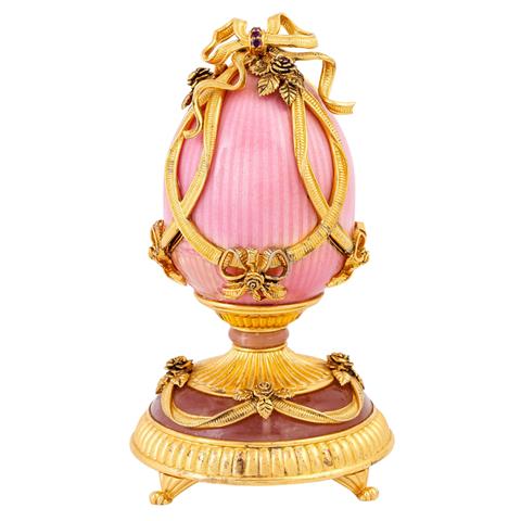 FRANKLIN MINT Fabergé-Ei 'Rose Bouquet`, 925 Silber vergoldet, 20. Jh.