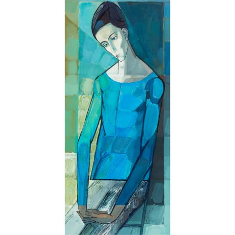 BRUNNER, OTTO (1921) "Porträt einer blau gekleideten Frau"