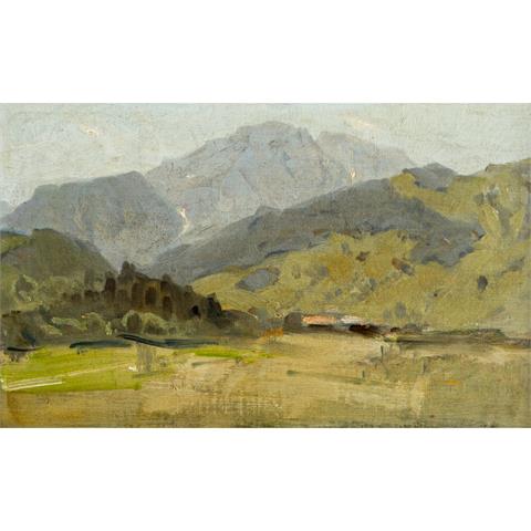 FREUND, Fritz, ATTRIBUIERT (1859-1942), "Voralpenlandschaft mit Blick auf das Bergmassiv",