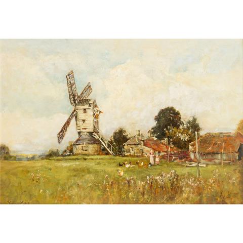 KING, HENRY JOHN YEEND (1855-1924) "Landschaft mit Mühle in Holland"