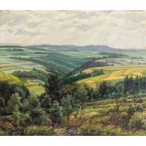 TERWEI, WILHELM (1875-1946), "Weite Hügellandschaft mit blühender Heide",