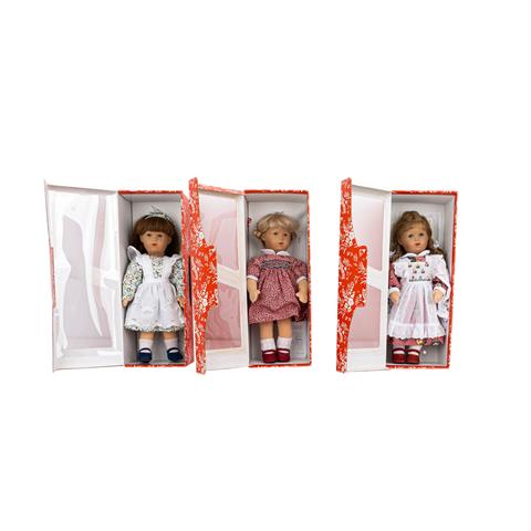 KÄTHE KRUSE 3 Puppenmädchen, Modell "Hanne Kruse", 1990er Jahre,