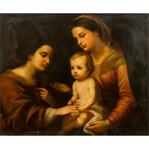 MALER/IN 18./19. Jh., "Maria mit Jesuskind und Hl. Katharina",