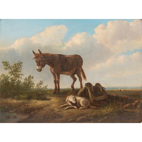 VERBOECKHOVEN, EUGÈNE (1798/99-1881) 'Esel und Hund in Landschaft'.
