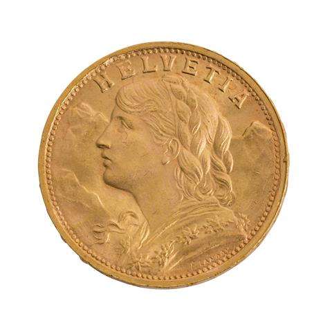 Schweiz/GOLD - 20 Franken 1947/B, Vreneli,
