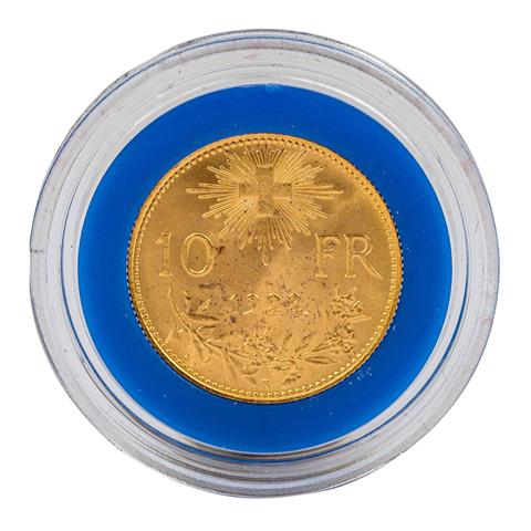Schweiz - 10 Franken 1922, ca. 2,9 Gramm Gold fein,
