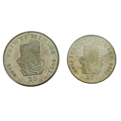 UNGARN - 2 x Münzen, Zrinyi Miklós 25, 50 Forint