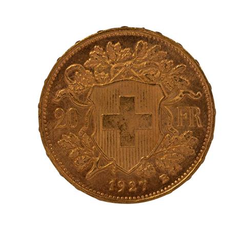 Schweiz - Vreneli  20 Franken 1927/B,