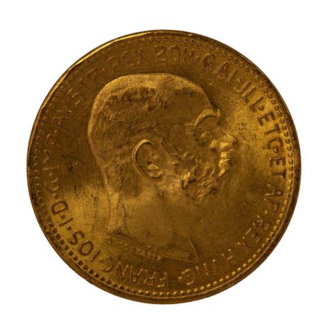 Österreich - 20 Kronen 1915 / NP, Gold,