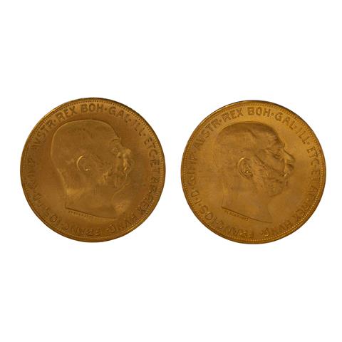 Österreich/GOLD - 2 x 100 Kronen 1915 NP,
