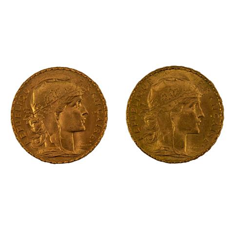 Frankreich/GOLD - 2 x 20 Francs 1907/1911