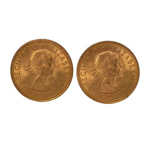 GB/GOLD - 2 x 1 Sovereign 1958