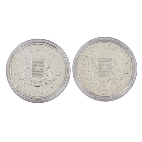 2 x Republik Somalia/SILBER - 100 Shillings 2012/ 2015,