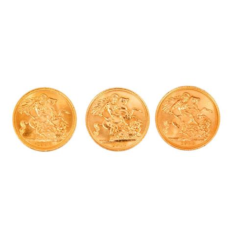 GB/GOLD - 3 x 1 Sovereign,