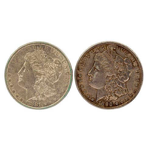 USA - 2 x Morgan Dollar, 1881 und 1896,