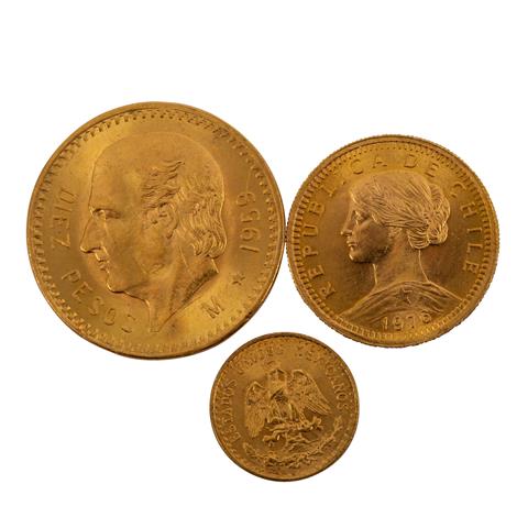 Südamerika Goldlot bestehend aus 3 Münzen,